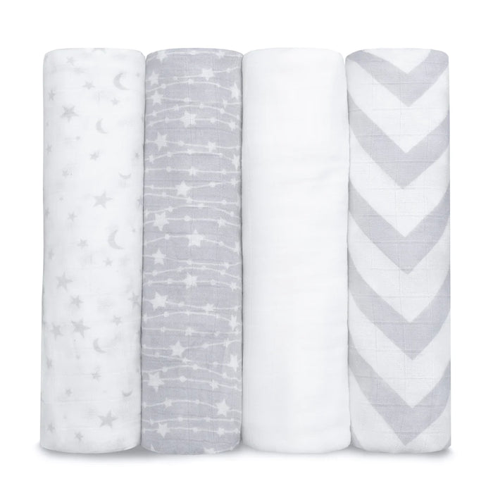 Comfy Cubs, Baby Muslin Swaddle Blankets, (4 Pack)