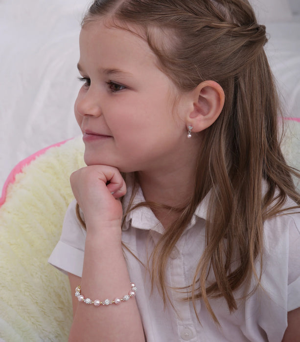 Cherished Moments, Brandi - Sterling Silver Pink Pearl Stardust Bracelet for Kids