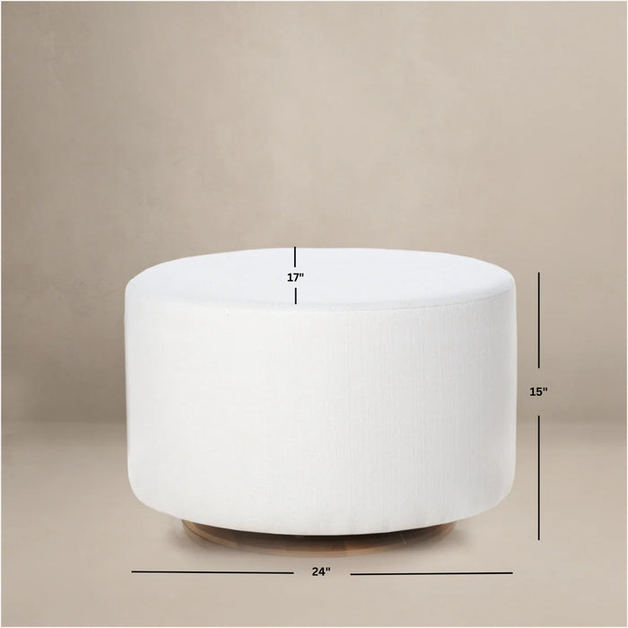 Oilo Small Stationary Oval Ottoman With Wood Base - Whisper Cloud