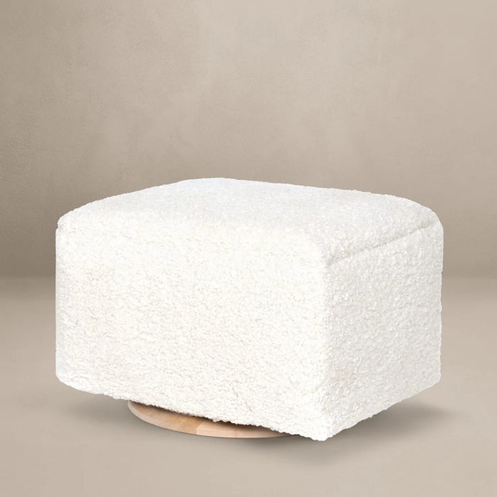 Oilo Small Stationary Rectangle Ottoman With Wood Base - Antique Linen